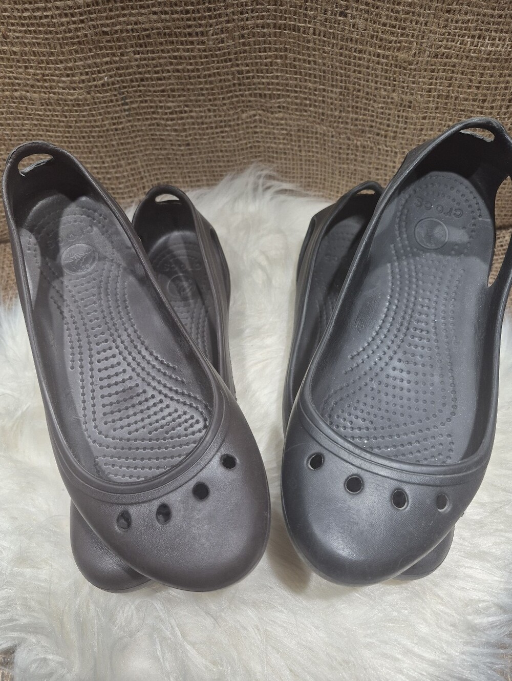 2 Pairs! CROCS Women's Black And Brown Slip-On Mary Janes 8W